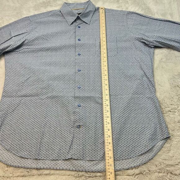 ROBERT TALBOTT Classic 100% Cotton Dress Shirt Size XXL Blue Pattern Button Up - Picture 6 of 8